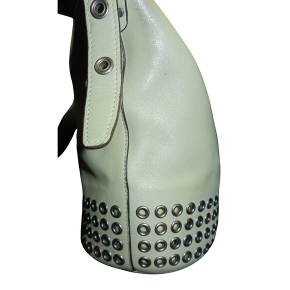 COACH 2014 Bleecker Gun Metal Grommets Hardware in Sage Green Leather Duffel Bag - Picture 3 of 12